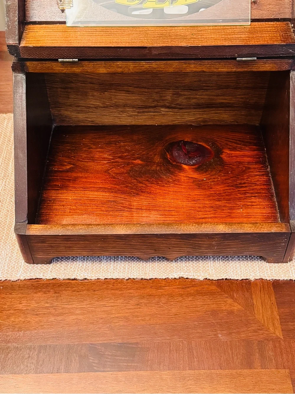 Vintage Wooden Bread Box in Brown